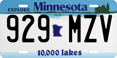 MN license plate 929MZV