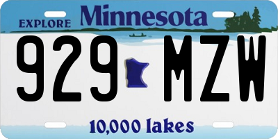 MN license plate 929MZW