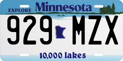 MN license plate 929MZX