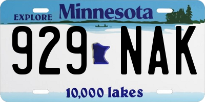 MN license plate 929NAK