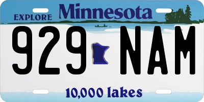 MN license plate 929NAM