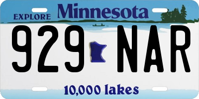 MN license plate 929NAR