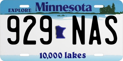 MN license plate 929NAS