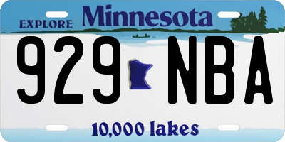 MN license plate 929NBA