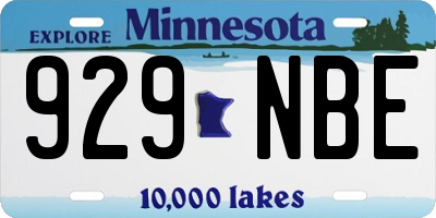 MN license plate 929NBE