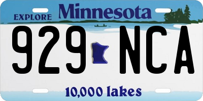 MN license plate 929NCA