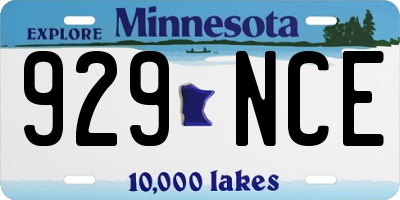 MN license plate 929NCE
