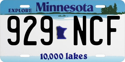 MN license plate 929NCF