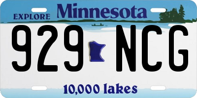 MN license plate 929NCG