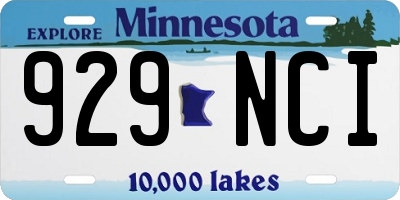 MN license plate 929NCI