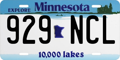 MN license plate 929NCL