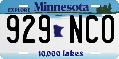 MN license plate 929NCO