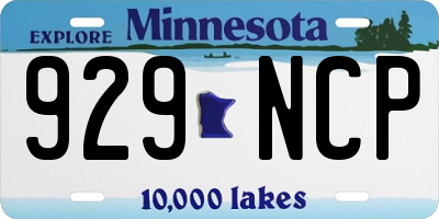 MN license plate 929NCP