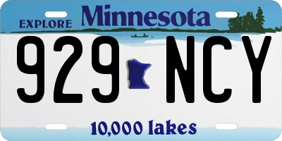MN license plate 929NCY