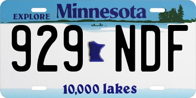 MN license plate 929NDF