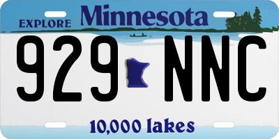 MN license plate 929NNC