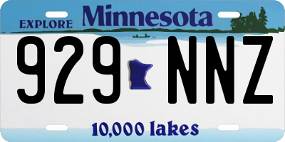 MN license plate 929NNZ