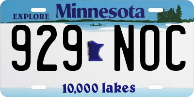 MN license plate 929NOC