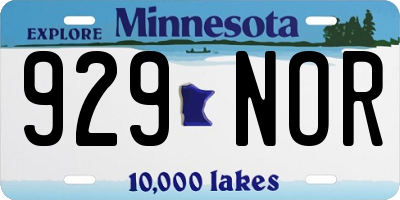MN license plate 929NOR