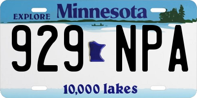 MN license plate 929NPA