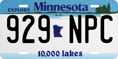 MN license plate 929NPC