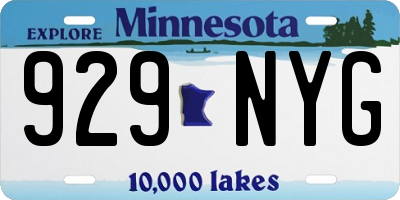 MN license plate 929NYG