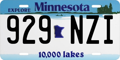 MN license plate 929NZI