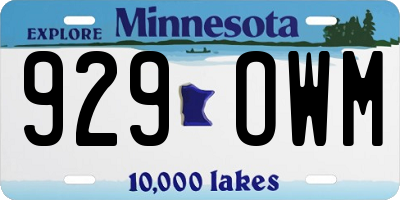 MN license plate 929OWM