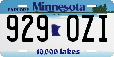 MN license plate 929OZI