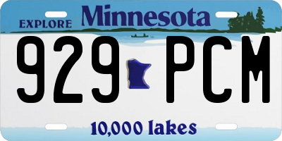 MN license plate 929PCM