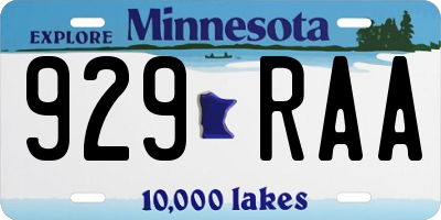 MN license plate 929RAA