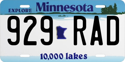 MN license plate 929RAD