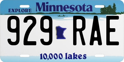 MN license plate 929RAE