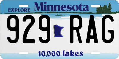 MN license plate 929RAG