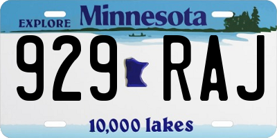 MN license plate 929RAJ