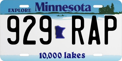 MN license plate 929RAP