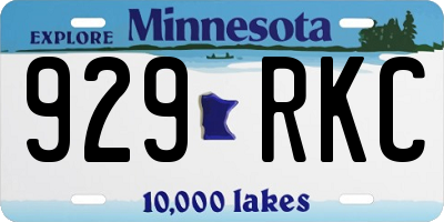 MN license plate 929RKC
