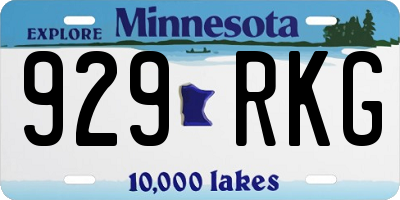 MN license plate 929RKG