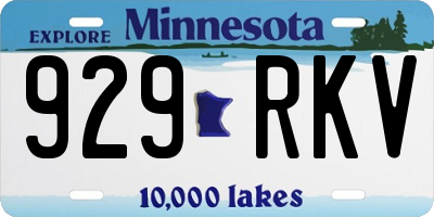 MN license plate 929RKV