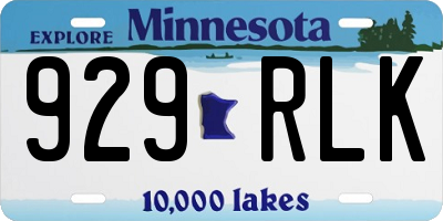 MN license plate 929RLK