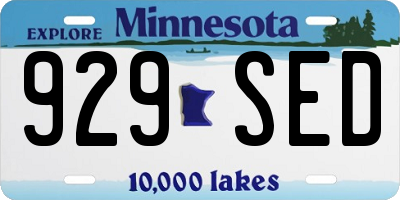 MN license plate 929SED