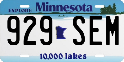 MN license plate 929SEM