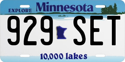 MN license plate 929SET