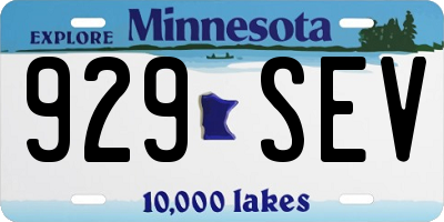 MN license plate 929SEV