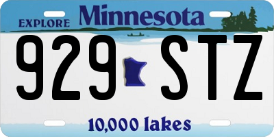MN license plate 929STZ