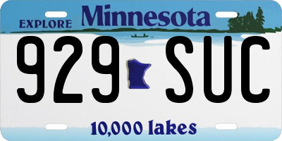MN license plate 929SUC