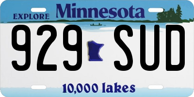 MN license plate 929SUD
