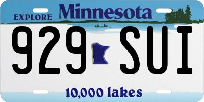MN license plate 929SUI