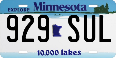 MN license plate 929SUL
