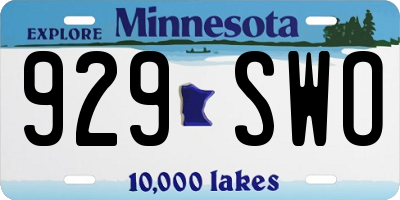 MN license plate 929SWO